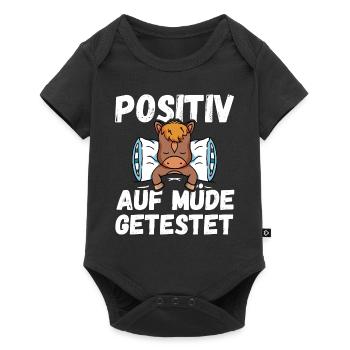Positiv auf Müde getestet Pferd Fun - Baby Premium Kurzarmbody - Schwarz - Vorne