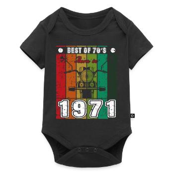 Best Of 70's Born 1971 Classic Motorcycle - Baby Premium short-sleeve bodysuit - black - Front
