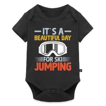 C’est une belle journée pour le saut à ski - Body à manches courtes Premium Bébé - noir - Devant
