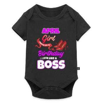 Cadeau d’anniversaire d’avril - Body à manches courtes Premium Bébé - noir - Devant