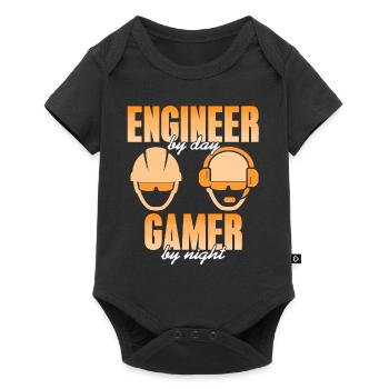 Retro Engineer By Day Gamer By Night Retro Present - Baby Premium Kurzarmbody - Schwarz - Vorne