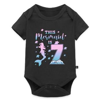 Diese Meerjungfrau ist 7 - Baby Premium Kurzarmbody - Schwarz - Vorne