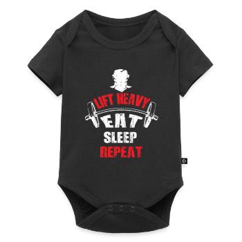 Fitness Krafttraining Kraftdreikampf Gewichtheben - Baby Premium Kurzarmbody - Schwarz - Vorne