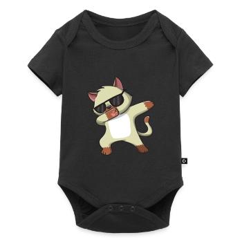 Katzen-Sonnenbrille - Baby Premium Kurzarmbody - Schwarz - Vorne