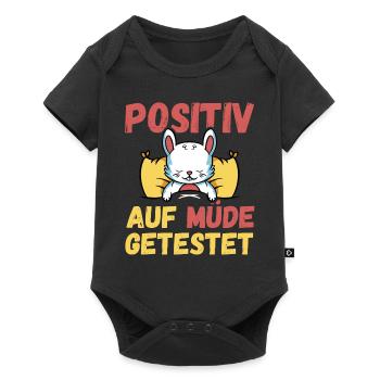 Positiv auf Müde getestet Hase Fun - Baby Premium Kurzarmbody - Schwarz - Vorne