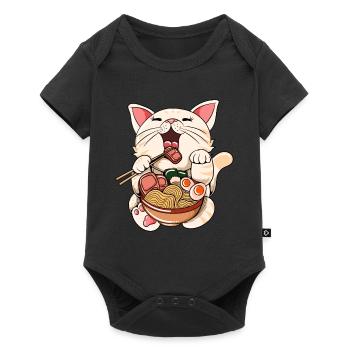Ramen Eating Cat Kawaii Anime Baka Japonais - Body à manches courtes Premium Bébé - noir - Devant