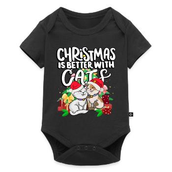 Noël est mieux avec des chats heureux - Body à manches courtes Premium Bébé - noir - Devant