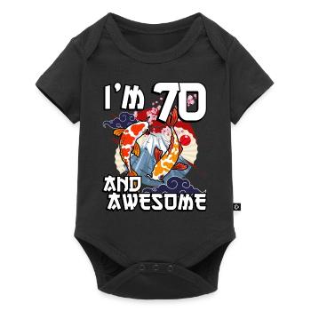 Ich Bin 70 Und Awesome Japanischer Karpfen Koi - Baby Premium Kurzarmbody - Schwarz - Vorne