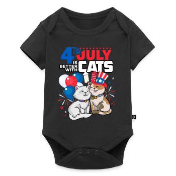 July 4 is better with cats - Baby Premium short-sleeve bodysuit - black - Front