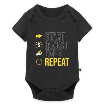 start - invest - earn - repeat - Baby Premium short-sleeve bodysuit - black - Front