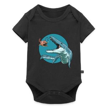 Elasmosaurus Laternenfisch Dinosaurier - Baby Premium Kurzarmbody - Schwarz - Vorne