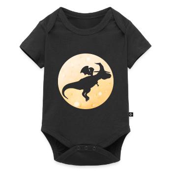 Un dragon magique avec un chapeau volant près de la lune - Body à manches courtes Premium Bébé - noir - Devant