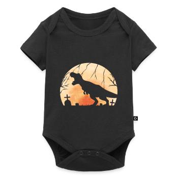 T-Rex Roaring On Cemetery In Front Of The Moon On - Baby Premium Kurzarmbody - Schwarz - Vorne