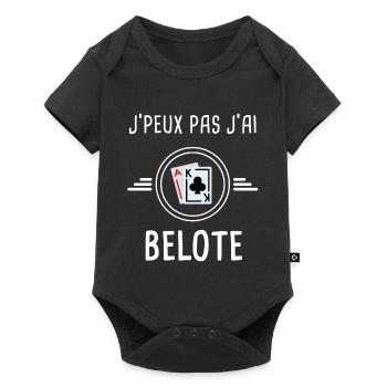 belote je peux pas j'ai belote cartes carte - Body à manches courtes Premium Bébé - noir - Devant