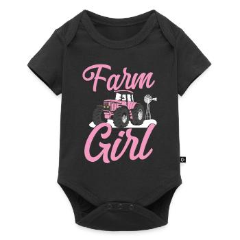 Farming Farmer Girl Tractor Farm - Baby Premium short-sleeve bodysuit - black - Front