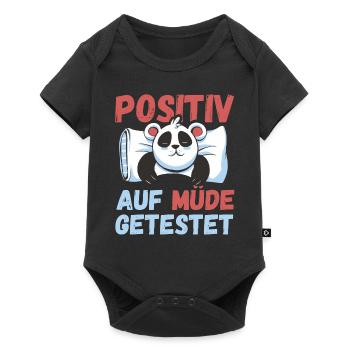 Positiv auf Müde getestet Pandas Fun - Baby Premium Kurzarmbody - Schwarz - Vorne