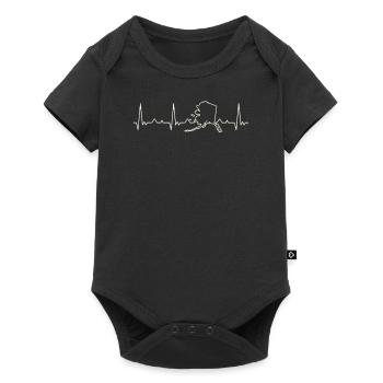Alaska State USA. Heart. Love. EKG. Pulse. Beat. - Baby Premium short-sleeve bodysuit - black - Front