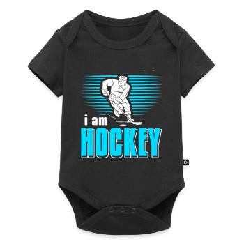 I Am Hockey Cool Awesome Retro T-Shirt Present - Baby Premium short-sleeve bodysuit - black - Front