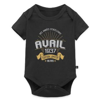 Avril 1937 86 Ans Anniversaire Vintage Idée Cadeau - Body à manches courtes Premium Bébé - noir - Devant