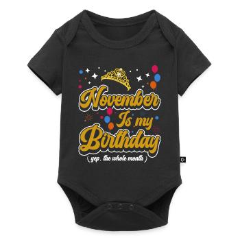 Novembre est mon anniversaire. La célébration de l' - Body à manches courtes Premium Bébé - noir - Devant