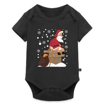 Le Père Noël fait caca dans la cheminée Noël - Body à manches courtes Premium Bébé - noir - Devant