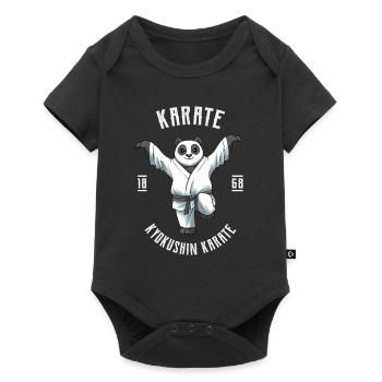 Karate Panda Kranich Kick - Karate Japan Fighting - Baby Premium Kurzarmbody - Schwarz - Vorne