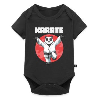 Lustiger Karate-Panda-Kranich-Kick - Baby Premium Kurzarmbody - Schwarz - Vorne