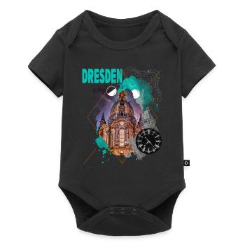 Dresden Germany City Skyline Vintage Retro - Baby Premium short-sleeve bodysuit - black - Front