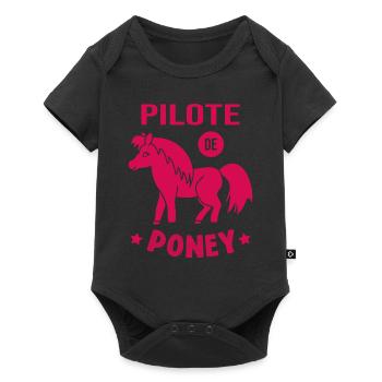Pilote De Poney Humour Cadeau Équitation Cavalière - Body à manches courtes Premium Bébé - noir - Devant