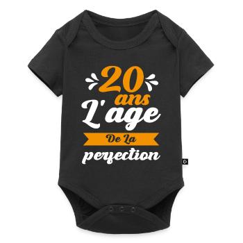 Anniversaire 20 ans - 20 Ans âge de la perfection - Body à manches courtes Premium Bébé - noir - Devant