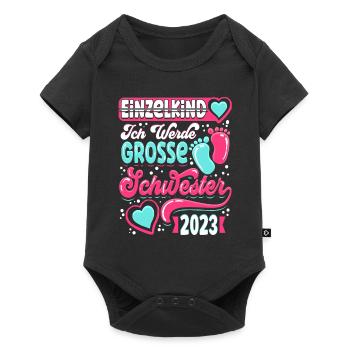 Einzelkind Ich werde Grosse Schwester 2023 - Baby Premium Kurzarmbody - Schwarz - Vorne