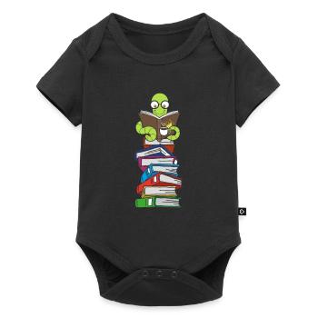 Wurm reads books with coffee - Baby Premium short-sleeve bodysuit - black - Front