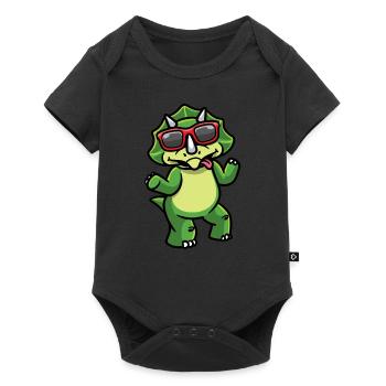 Sturer Triceratops Dinosaurier Dino Jungen - Baby Premium Kurzarmbody - Schwarz - Vorne