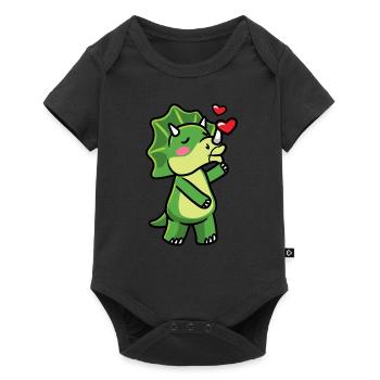 Tricératops Kawaii Dinosaure Baiser Baisers Émoticône - Body à manches courtes Premium Bébé - noir - Devant