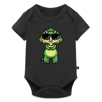 Triceratops Dinosaure Kawaii avec lunettes de soleil - Body à manches courtes Premium Bébé - noir - Devant