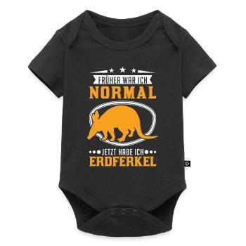 Früher war ich normal Jetzt habe ich Erdferkel - Baby Premium Kurzarmbody - Schwarz - Vorne