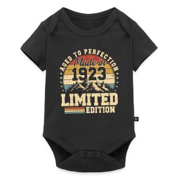 Bis zur Perfektion gealtert, hergestellt 1923 - Baby Premium Kurzarmbody - Schwarz - Vorne