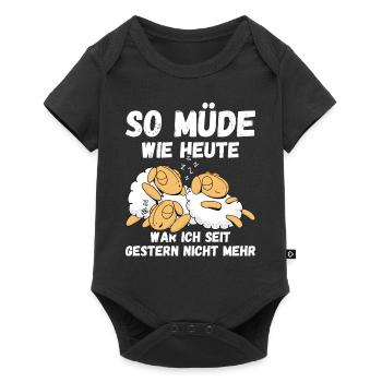 So müde wie heute seit gestern nicht Schafe Fun - Baby Premium Kurzarmbody - Schwarz - Vorne