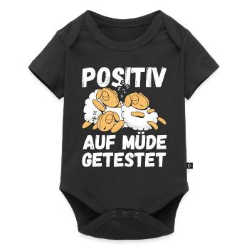 Positiv auf Müde getestet Schafe Fun - Baby Premium Kurzarmbody - Schwarz - Vorne