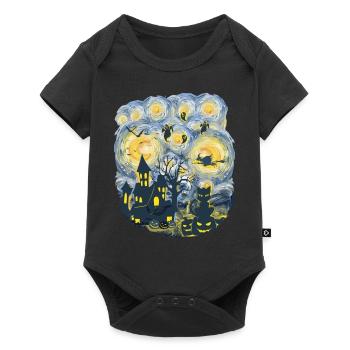 Gespenstischer Abend Mit Kürbissen Gespenstern - Baby Premium Kurzarmbody - Schwarz - Vorne