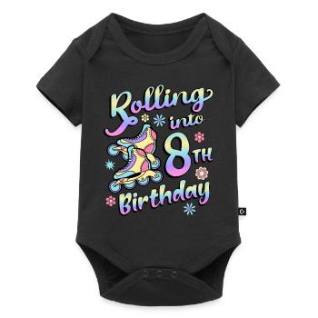 Rolling Into 8th Birthday Roller Skater Inline - Baby Premium short-sleeve bodysuit - black - Front