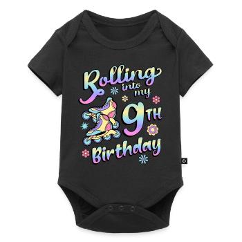 Rolling Into My 9th Birthday Roller Skater Inline - Baby Premium Kurzarmbody - Schwarz - Vorne
