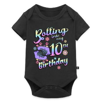 Rolling Into My 10th Birthday Quad Skater - Baby Premium Kurzarmbody - Schwarz - Vorne