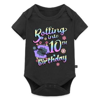 Rolling Into 10. Geburtstag Quad Skater - Baby Premium Kurzarmbody - Schwarz - Vorne