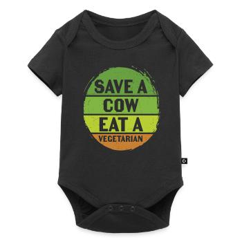 Save A Cow Eat A Vegetarian Vegetables Quotes - Baby Premium short-sleeve bodysuit - black - Front