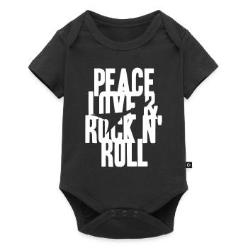 Cool PEACE LOVE & ROCK N' ROLL T-Shirt Present - Baby Premium Kurzarmbody - Schwarz - Vorne