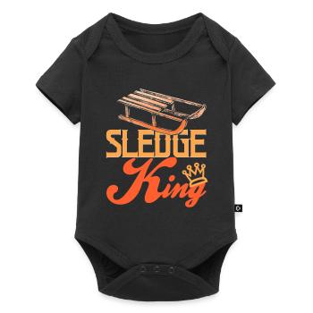 SLEDGE KING Awesome Retro Sledding T-Shirt Present - Baby Premium short-sleeve bodysuit - black - Front
