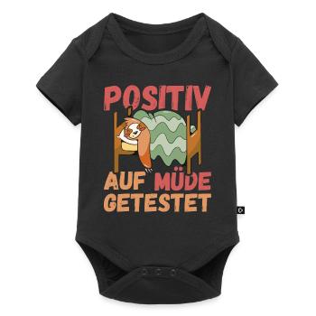 Positiv auf Müde getestet Sloth Fun - Baby Premium Kurzarmbody - Schwarz - Vorne