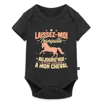 Cadeau aujourd'hui je parle seulement à mon cheval - Body à manches courtes Premium Bébé - noir - Devant