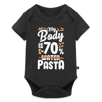 Mein Körper Besteht Zu 70 % Aus Nudeln - Baby Premium Kurzarmbody - Schwarz - Vorne